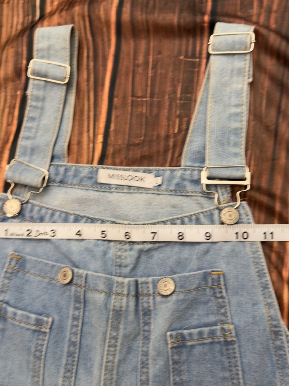 MISSLOOK Floral Denim Overalls Large Light Wash Straight Leg Y2K Cottagecore - Picture 13 of 16